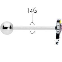 Load image into Gallery viewer, Purple Yellow Clear Gem Dragonfly Barbell Tongue Ring