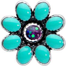 Load image into Gallery viewer, 16G 5/16 Blue Gem Flower Teal Petals Labret Monroe Tragus