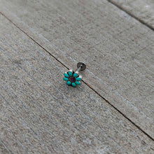 Load image into Gallery viewer, 16G 5/16 Blue Gem Flower Teal Petals Labret Monroe Tragus