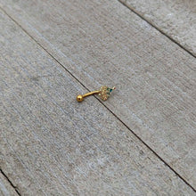 Load image into Gallery viewer, 16G 5/16 Red Gem Gold Tone Deco Holiday Tree Curved Eyebrow Ring