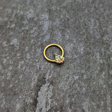 Load image into Gallery viewer, 16G 3/8 Red Gem Gold Tone Deco Holiday Tree Hinged Segment Ring