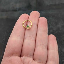 Load image into Gallery viewer, 16G 3/8 Red Gem Gold Tone Deco Holiday Tree Hinged Segment Ring