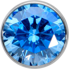 Load image into Gallery viewer, Blue CZ Gem ASTM F-136 Implant Grade Titanium Threadless Barbell Tongue Ring