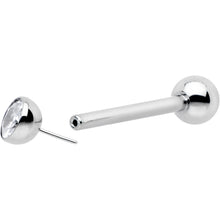 Load image into Gallery viewer, Clear CZ Gem ASTM F-136 Implant Grade Titanium Threadless Barbell Tongue Ring