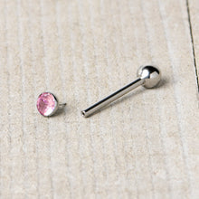 Load image into Gallery viewer, Pink CZ Gem ASTM F-136 Implant Grade Titanium Threadless Barbell Tongue Ring