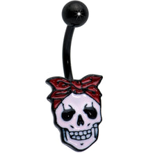 Load image into Gallery viewer, Black Halloween Skull Kerchief Spooky Belly Ring