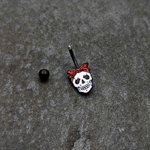 Load image into Gallery viewer, Black Halloween Skull Kerchief Spooky Belly Ring