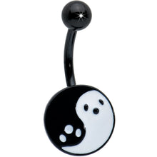 Load image into Gallery viewer, Black Yin Yang Ghost Glow in Dark Halloween Clear Belly Ring Set of 3