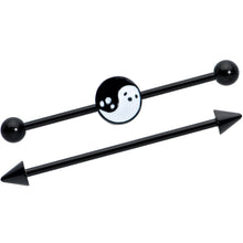 Load image into Gallery viewer, 14G Black Ghost Yin Yang Industrial Barbell Set of 2