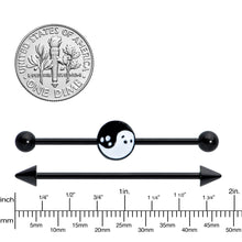 Load image into Gallery viewer, 14G Black Ghost Yin Yang Industrial Barbell Set of 2