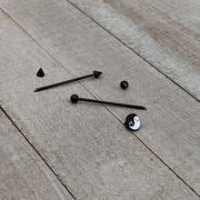 Load image into Gallery viewer, 14G Black Ghost Yin Yang Industrial Barbell Set of 2