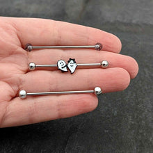 Load image into Gallery viewer, 14G Black Tie Ghosts Glow in Dark Industrial Barbell 38mm Set of 3