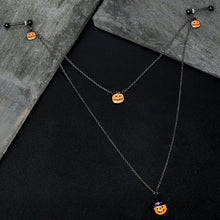 Load image into Gallery viewer, 14G 9/16 Black Witchy Pumpkin Halloween Double Nipple Chain
