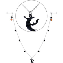 Load image into Gallery viewer, 14G 9/16 Pumpkin Black Cat Moon Bats Dangle Halloween Nipple Chain