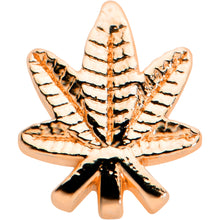 Load image into Gallery viewer, 20G 1/4 Rose Gold Tone Texture Pot Leaf L Shape Nose Ring