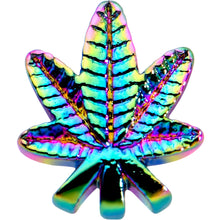 Load image into Gallery viewer, 20G 1/4 Rainbow Anodized Texture Pot Leaf L Shape Nose Ring