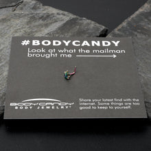 Load image into Gallery viewer, 20G 1/4 Rainbow Anodized Texture Pot Leaf L Shape Nose Ring