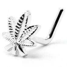 Load image into Gallery viewer, 20G 1/4 Texture Pot Leaf L Shape Nose Ring