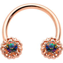 Load image into Gallery viewer, 16G 3/8 Purple Tourmaline Rose Gold Tone Flower Circular Barbell