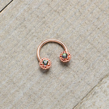 Load image into Gallery viewer, 16G 3/8 Purple Tourmaline Rose Gold Tone Flower Circular Barbell