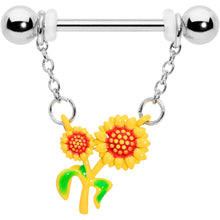 Load image into Gallery viewer, 14G 9/16 Happy Sunflower Duo Chain Dangle Nipple Ring Set