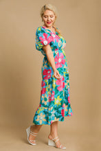 Load image into Gallery viewer, Beautiful Full Size Floral Print Puff Sleeve Midi Dress Plus Size Trendy & Chic Dress Modern Design