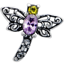 Load image into Gallery viewer, 16G 5/16 Purple Yellow Gem Dragonfly Ornate Labret Monroe Tragus