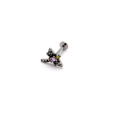 Load image into Gallery viewer, 16G 5/16 Purple Yellow Gem Dragonfly Ornate Labret Monroe Tragus
