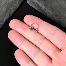 Load image into Gallery viewer, 16G 3/8 Purple Yellow Gem Dragonfly Horseshoe Circular Barbell