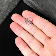 Load image into Gallery viewer, 16G 3/8 Purple CZ Gem Open Dragonfly Horseshoe Circular Barbell
