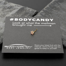 Load image into Gallery viewer, 20G 7mm Pink Gem Gold Tone Texture Star Flower L Shape Nose Ring