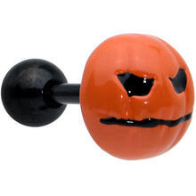 Load image into Gallery viewer, 16G 1/4 Black Skull Pumpkin Cartilage Tragus Earring Set of 3