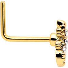 Load image into Gallery viewer, 20G 7mm Clear Gem Gold Tone Luscious Lizard L Shape Nose Ring