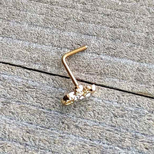 Load image into Gallery viewer, 20G 7mm Clear Gem Gold Tone Luscious Lizard L Shape Nose Ring