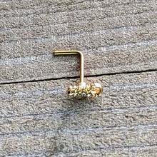 Load image into Gallery viewer, 20G 7mm Clear Gem Gold Tone Luscious Lizard L Shape Nose Ring