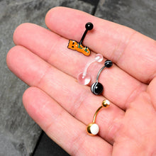 Load image into Gallery viewer, White Gold Tone Clear Halloween Marbelized Boo Belly Ring Set of 4