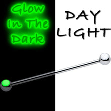Load image into Gallery viewer, 14G Black Halloween Boo Glow in Dark Industrial Barbell Set of 2