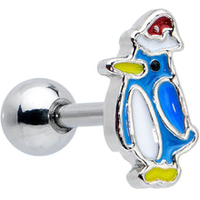 Load image into Gallery viewer, 16G 1/4 Penguin Snowman Holiday Blue Cartilage Earring Set of 3