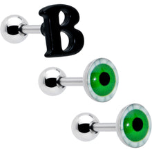 Load image into Gallery viewer, 16G 1/4 Halloween Boo Eyes Cartilage Tragus Earring Curation Set of 3