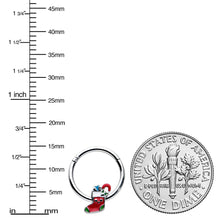 Load image into Gallery viewer, 16G 3/8 Happy Christmas Stocking Red Green Hinged Segment Ring