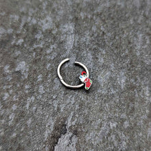 Load image into Gallery viewer, 16G 3/8 Happy Christmas Stocking Red Green Hinged Segment Ring