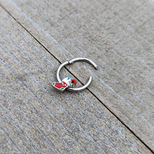 Load image into Gallery viewer, 16G 3/8 Happy Christmas Stocking Red Green Hinged Segment Ring