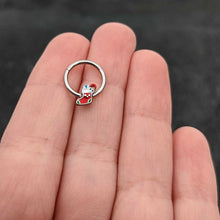 Load image into Gallery viewer, 16G 3/8 Happy Christmas Stocking Red Green Hinged Segment Ring