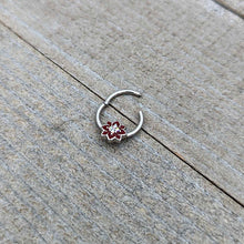 Load image into Gallery viewer, 16G 3/8 Aurora Gem Poinsettia Flower Festive Hinged Segment Ring