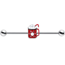 Load image into Gallery viewer, 14G Sweet Hot Cocoa Marshmallow Holiday Industrial Barbell 38mm