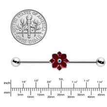 Load image into Gallery viewer, 14G Aurora Gem Poinsettia Flower Festive Industrial Barbell 38mm