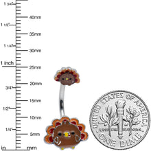 Load image into Gallery viewer, Cute Colorful Turkey Thanksgiving Double Mount Belly Ring