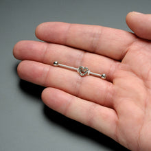 Load image into Gallery viewer, 14G Clear Gem Open Heart Valentine Industrial Barbell 38mm