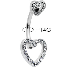 Load image into Gallery viewer, Clear Gem Open Heart Valentine Double Mount Belly Ring