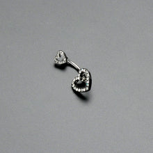 Load image into Gallery viewer, Clear Gem Open Heart Valentine Double Mount Belly Ring
